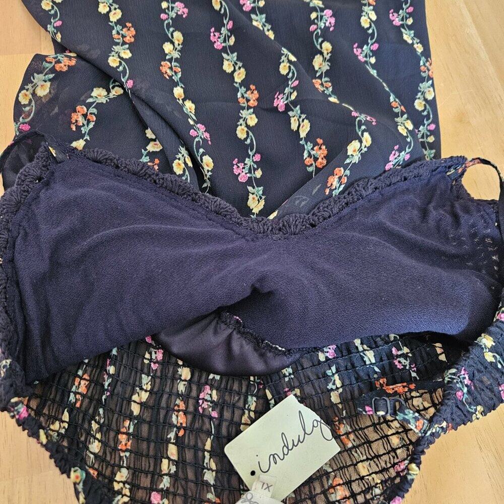 SALE Indulge Crochet Top High Low Dress Spaghetti strap Black Floral SZ XL NWT - Picture 6 of 9